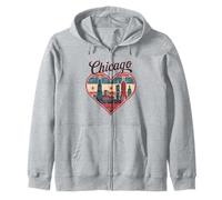 Camiseta Chicago Heart - Vintage USA Chicago Skyline Travel Sudadera con Capucha