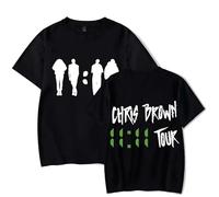 Camiseta Chris Brown 11:11 Tour Trend Graffiti Camiseta Unisex con Cuello Redondo Camisa De Manga Corta Regalo De Seguidor Camiseta Fresca Artista De Hip-Hop Camiseta De Algodón XS-3XL-Black||XS
