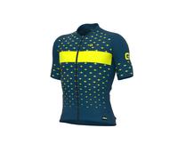 Camiseta Ciclismo ALE' PR-R STARS Petróleo-Amarillo Flúor