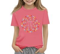 Camiseta colorida con dígitos de Pi para niños y niñas 2025 3.14 Pi Day Tee Shirts Top disfraz para la escuela matemática día de la matemática, rosa, 6-7 años
