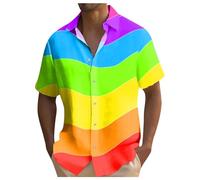 Camiseta colorida LGBTQ para hombre - Camisa de graffiti arco iris, camiseta del orgullo con estampado arcoíris, camisa de playa festival para CSD e igualdad de derechos, O amarillo., XXL