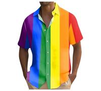 Camiseta colorida LGBTQ para hombre - Camisa de graffiti arco iris, camiseta del orgullo con estampado arcoíris, camisa de playa festival para CSD e igualdad de derechos, O rojo., L