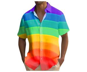 Camiseta colorida LGBTQ para hombre - Camisa de graffiti arco iris, camiseta del orgullo con estampado arcoíris, camisa de playa festival para CSD e igualdad de derechos, O Multicolor, M