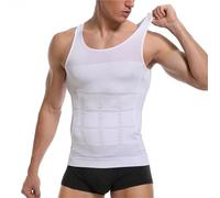 Camiseta Compresión Hombre Camiseta de compresión Moldeadora Cuerpo for Hombre, Chaleco sin Mangas for Entrenamiento en Gimnasio, ginecomastia, Abdomen y Cintura(White,L)