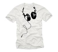 Camiseta con Auriculares Hombre DJ Musica Blancas S