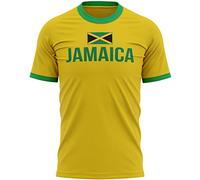Camiseta con bandera de país de Jamaica, camiseta con diseño de bandera de Jamaica, regalos de partidarios de futbolistas para él, timbre amarillo y verde para hombres, Amarillo Verde, L