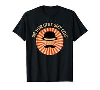 Camiseta con bigote retro con cita de Poirot Use Your Little Grey Cells Camiseta