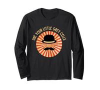 Camiseta con bigote retro con cita de Poirot Use Your Little Grey Cells Manga Larga
