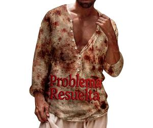 Camiseta con botones para hombre con estampado de letras de sangre de