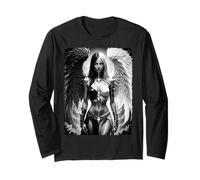 Camiseta con chica en él - Half Angel & Half Demon Girl B&W Manga Larga