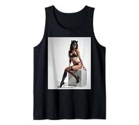 Camiseta con chica en ella - Modelo de moda sexy en máscara de gato Camiseta sin Mangas