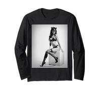 Camiseta con chica en ella - Modelo de moda sexy en máscara de gato Manga Larga