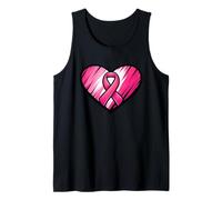 Camiseta con Cinta de Apoyo de corazón Rosa para concienciación sobre el cáncer de Mama Camiseta sin Mangas