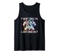 Camiseta con Cita de Bombero First In Last One out Regalo Rainbow Camiseta sin Mangas