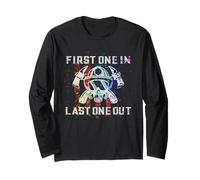 Camiseta con Cita de Bombero First In Last One out Regalo Rainbow Manga Larga