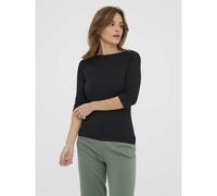 VERO MODA Camiseta elástica de Manga 3/4 para Mujer Cuello de Barco básico Top Ajustado de Manga Larga de Ajuste Regular VMPANDA, Color:Negro, Talla:L