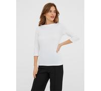 Camiseta con cuello barco, mangas 3/4 Mujer Talla S. Color Blanco