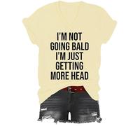 Camiseta con cuello en V con texto en inglés "I'm Not Going Bald Im Just Getting More Head", Amarillo cremoso, XXL