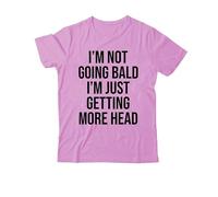 Camiseta con cuello en V con texto en inglés "I'm Not Going Bald Im Just Getting More Head", Rosa-1., M