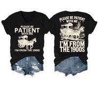 Camiseta con cuello en V «Please Be Patient with Me I'm from The 1900S», Negro, L