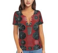 Camiseta con cuello en V profundo para mujer, diseño de armas biológicas, ajuste holgado, Negro, XXL