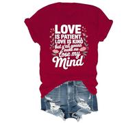 Camiseta con cuello en V y cuello en V con texto en inglés "Love is Patient Love is Kind" "These Kids Going to Make Me Lose My Mind", Burdeos, 3XL