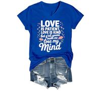 Camiseta con cuello en V y cuello en V con texto en inglés "Love is Patient Love is Kind" "These Kids Going to Make Me Lose My Mind", Royal Blue-vt-1, L
