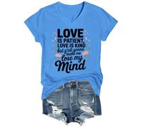 Camiseta con cuello en V y cuello en V con texto en inglés "Love is Patient Love is Kind" "These Kids Going to Make Me Lose My Mind", Carolina Blue-vt-1, XXL