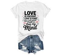 Camiseta con cuello en V y cuello en V con texto en inglés "Love is Patient Love is Kind" "These Kids Going to Make Me Lose My Mind", blanco, 3XL
