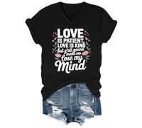 Camiseta con cuello en V y cuello en V con texto en inglés "Love is Patient Love is Kind" "These Kids Going to Make Me Lose My Mind", Negro-vt-1, XXL