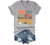 Camiseta con cuello en V y frijoles y rollos de pavo con texto en inglés "Let Me See That", gris, 3XL