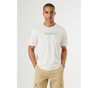 Camiseta con cuello redondo y estampado Hombre Talla M. Color Blanco