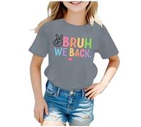 Camiseta con Cuello y Manga Corta con gráfico de Regreso a Clases para niños, y cómoda para niños y niñas (Light Gray, 6-7 Years)
