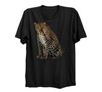 Camiseta con diseño de gato grande con diseño de guepardo Spirit Animal: ropa de calle de algodón orgánico, Negro, S