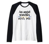 Camiseta con diseño de un ángel que me cuida, papá y mamá, para mujer, hombre y niño, abuela Camiseta Manga Raglan