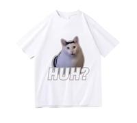 Camiseta con Estampa gatuna Graciosa confusa Algodón Suave Manga Corta Casual Tendencia Ligera Transpirable Ideal para Diario Salidas
