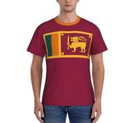 Camiseta con Estampado De Bandera De Sri Lanka para Hombre, Camisetas Deportivas De Manga Corta con Cuello Redondo Y Estampado De Escudo De Armas del León para Aficionados Al Fútbol