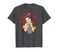 Camiseta con estampado de Bella y Rosas de La Bella y la Bestia de Disney Camiseta, Hombre, Jaspeado Oscuro, S