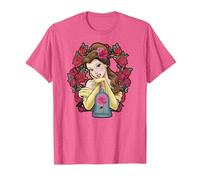 Camiseta con estampado de Bella y Rosas de La Bella y la Bestia de Disney Camiseta, Hombre, Rosa jaspeado, S