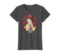 Camiseta con estampado de Bella y Rosas de La Bella y la Bestia de Disney Camiseta, Mujer, Jaspeado Oscuro, S