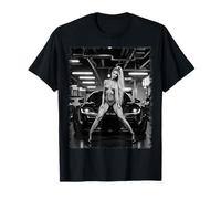 Camiseta con Estampado de Chica Sexy, Chica Rubia Sexy y JDM Tuner Car B&N Camiseta