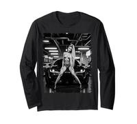 Camiseta con Estampado de Chica Sexy, Chica Rubia Sexy y JDM Tuner Car B&N Manga Larga