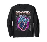 Camiseta con Estampado de Corazones de Bravery Runs In My Veins Manga Larga