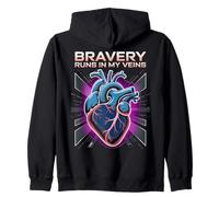 Camiseta con Estampado de Corazones de Bravery Runs In My Veins Sudadera con Capucha