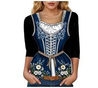 Camiseta con estampado de festivales para mujer, ideal para fiestas, actividades de ocio, azul, M