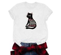 Camiseta con estampado de gato, beige, M