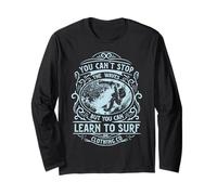 Camiseta con estampado de inspiración para hombre Learn to Surf Manga Larga