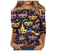 Camiseta con estampado de lentejuelas para mujer, camiseta estampada tradicional, retro, colorida, cuello redondo, blusa festiva para adultos, disfraz clásico de payaso, #01-04, L