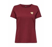Camiseta con estampado de pequeño corazón delante Mujer Talla S. Color Rojo