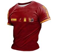 Camiseta con Estampado de torero español para Uso Casual, Manga Corta, con Estampado Frontal, Corte cómodo, Ideal para el día a día. (Red, XXXL)